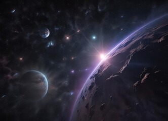 Obraz premium Deep space with numerous stars and a faint glow, space, boundless