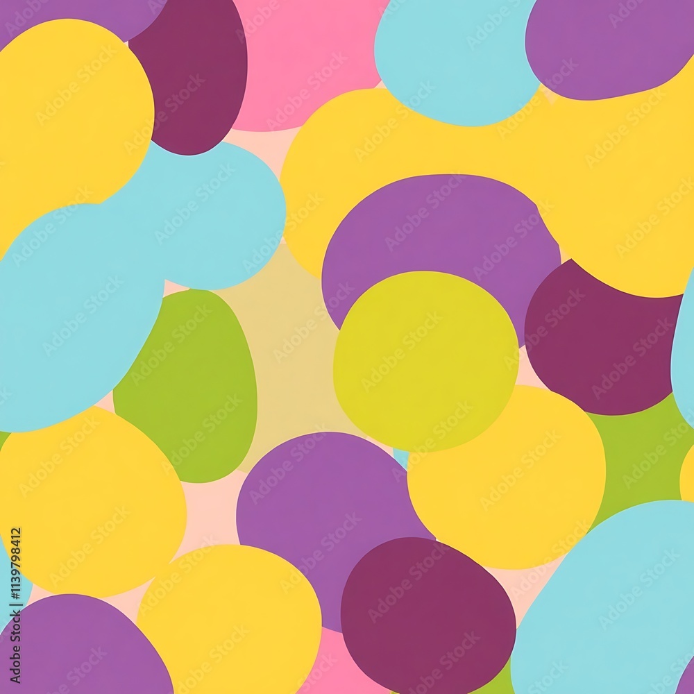 Poster abstract colorful circles pattern: a seamless pattern of vibrant, overlapping circles in a playful, 