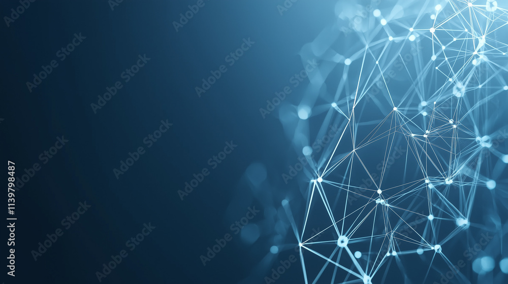 Aufkleber abstract blue network: an intricate network of interconnected dots and lines, forming a mesmerizing 