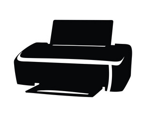 A minimalist printer silhouette illustration isolated on a white background