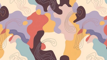 Abstract Digital Wallpaper with Organic Shapes, Soothing Color Texture Background, Dreamy Artistic Pattern for Calm Designs