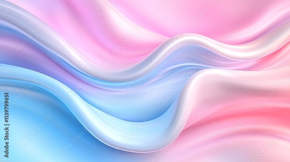 Poster dynamic abstract art wave patterns in soft pink and blue tones for modern aesthetics