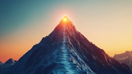 Pathway leading to mountain peak symbolizing journey toward success and personal growth