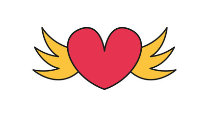 Heart icon with wings. Vector