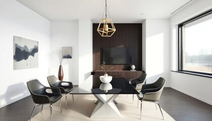 Modern Style - Dining Room Interior Design With Modern Concept - Hotel Dining Room - Hotel Dining Room Interior With Tables and Chairs - Interior Design - Modern Office Interior With Windows