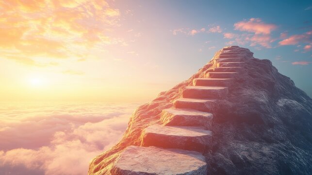 Pathway leading to mountain peak symbolizing journey toward success and personal growth