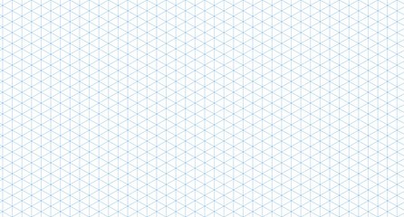 Template isometric grid seamless pattern. Blue isometric grid. Outline isometric graph template background. Vector illustration