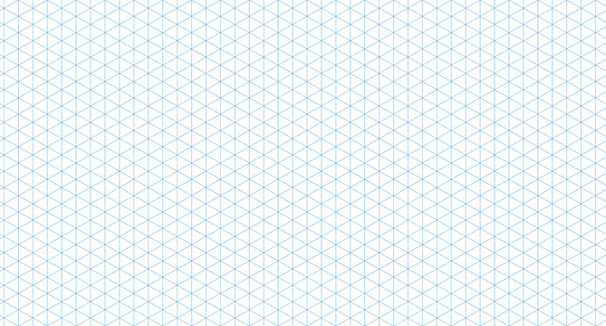 Template isometric grid seamless pattern. Blue isometric grid. Outline isometric graph template background. Vector illustration