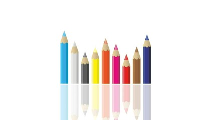 Loopable colorful, colored pencil eq animation. Concept of back to school, education, childhood, and teacher. - Powered by Adobe