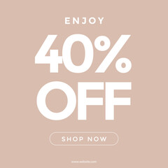 Sale discount banner design. Layout for online shopping, product, promotions, Sale banner  Enjoy 40% off