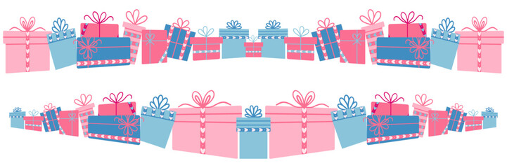 Collection of valentine's day gifts in flat style, set of different boxes.	