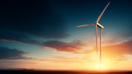 Obraz premium Wind turbine at sunset renewable energy landscape scenic view sustainable future