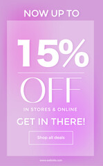 Sale Pink banner to 15% off shop now, Sale banner template offer promo social media vector image, Vector illustration for social media banners, poster, flyer and newsletter designs.