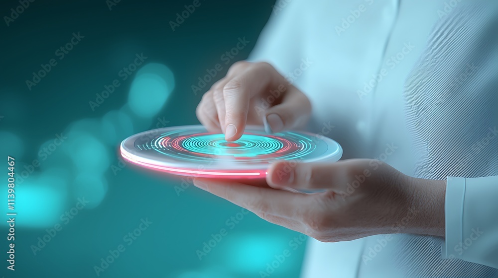 Poster interactive technology display in a modern digital laboratory a futuristic innovation showcase