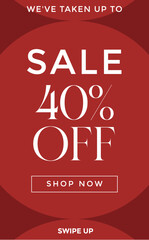 Red sale offer banner big layout mega discount vector image, Sale up to 40% off