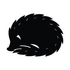 Hedgehog curled up silhouette illustration isolated on a white background