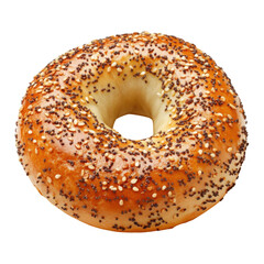 Sesame bagel on white background