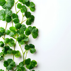 Green clover leaves on white background