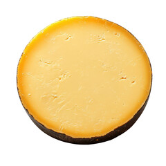 Top view of cheese wheel isolated