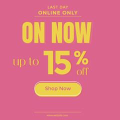 Social media sale banner collection, Sale banner 15% off, Sale discount banner design. Layout for online shopping, product, promotions, Last day sale banner