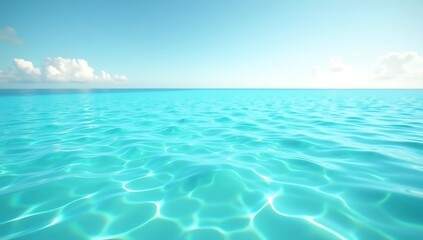 Serene Aqua Ocean Water Under Blue Sky