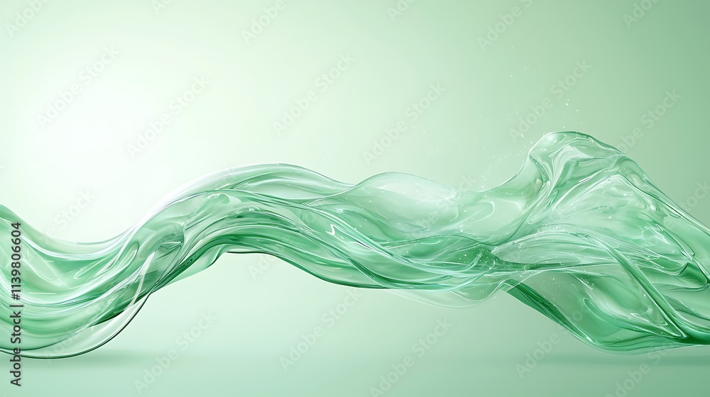 Poster fluid wave motion abstract green background digital art modern design dynamic concept