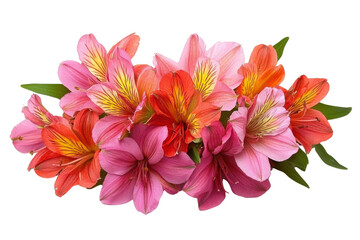 Bouquet of alstroemeria flowers isolated on white background