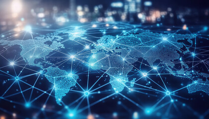 Global Network Connection Digital World Map Internet Technology Communications