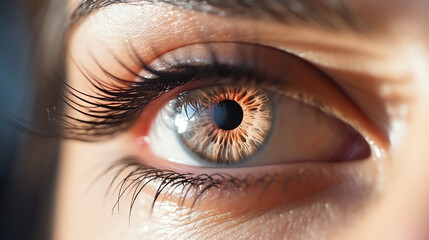 Naklejka premium Close-up of human eye with detailed iris texture
