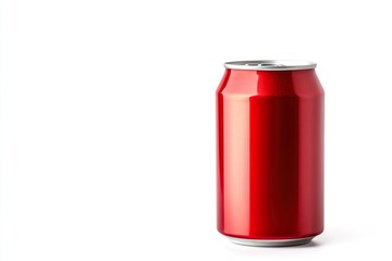 One tall, round, red metal soda can with easy-opener.