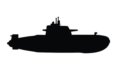 Submarine vector silhouette illustration isolated on a white background