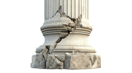Obraz premium Cracked Foundation: A weathered, cracked column, symbolizing fragility, vulnerability, and the passage of time. The image evokes a sense of decay and potential collapse.
