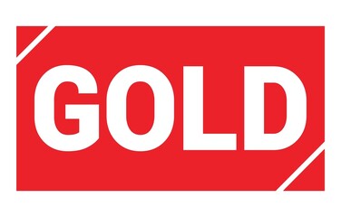 GOLD text written on red stamp sign.