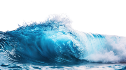 Ocean's Fury: A majestic wave crashes down with raw power, its turquoise crest a spectacle of nature's untamed force.  