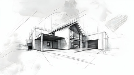 Architectural overlay sketch showing future house extension