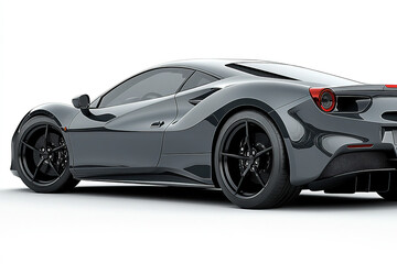 Fototapeta premium Sleek Dark Gray Sports Car on White Background