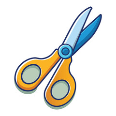 Fototapeta premium Colorful cartoon illustration of children's scissors.