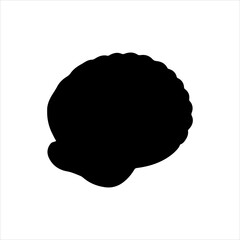 Black Sea shell silhouette vector illustration on white background
