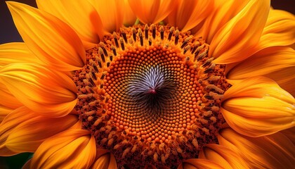 Macro shot of a sunflower with detailed textures