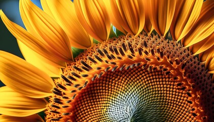 Macro shot of a sunflower with detailed textures