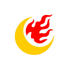 simple moon with fire logo vector illustration template design