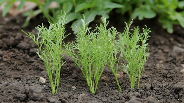 Cumin plants sprouting fresh in a green setting