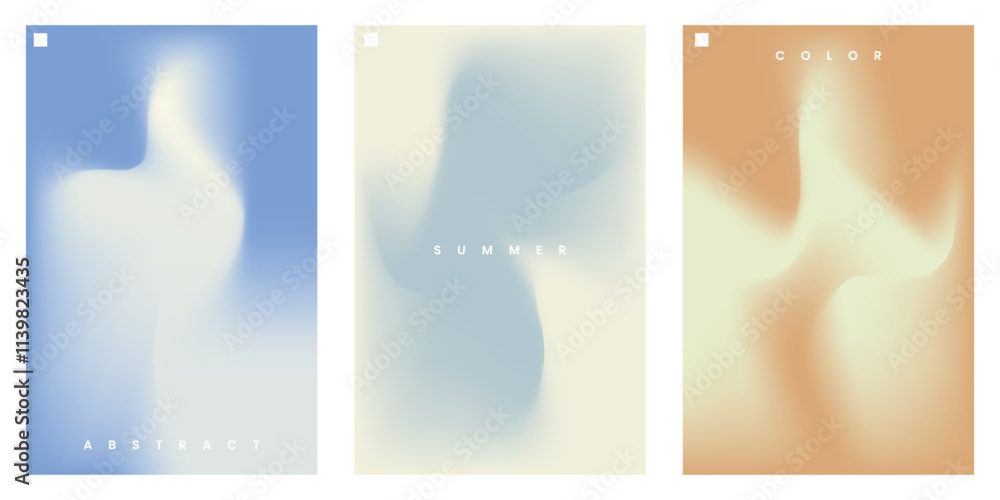Poster abstract colorful gradient background posters set design vector