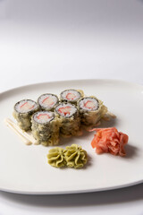 Sushi serving on white plate
