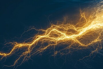 yellow lightning in a dark sky, lightning bolt stormy weather