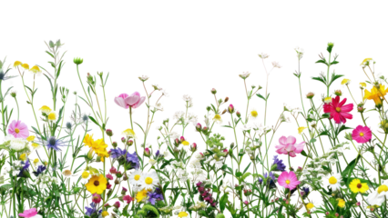 PNG Colorful wildflowers on white background