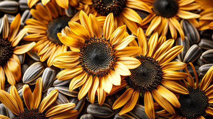 Sunflower seeds on sunflower seeds background.