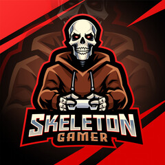 Skeleton gamer esport mascot logo design