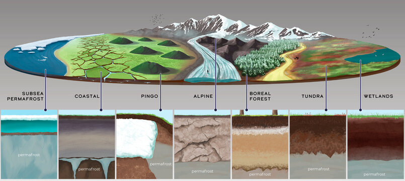 Permafrost environments, illustration
