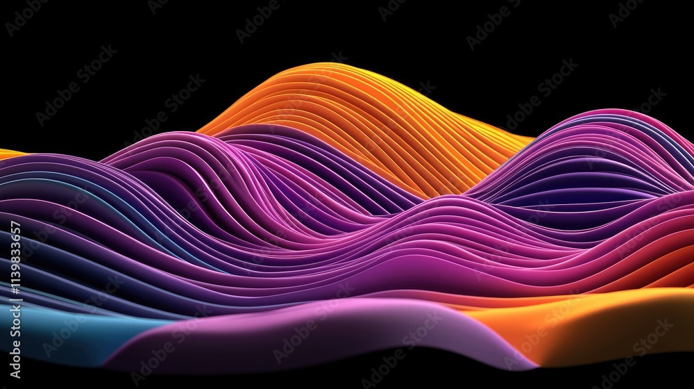 Poster dynamic wave patterns in abstract visual art digital space 3d render vibrant colors artistic perspec